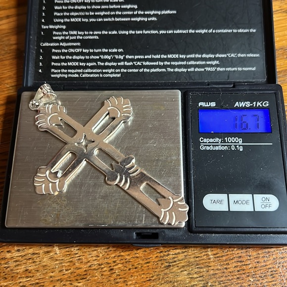 Vintage Taxco Extra Large Sterling Silver Cross Pendant - Picture 17 of 17
